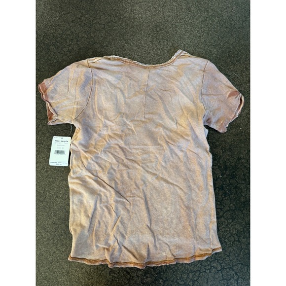 Free People Womens XS Mushroom T Shirt Raw Hem Lace Trim Tee Top NWT - Picture 6 of 6